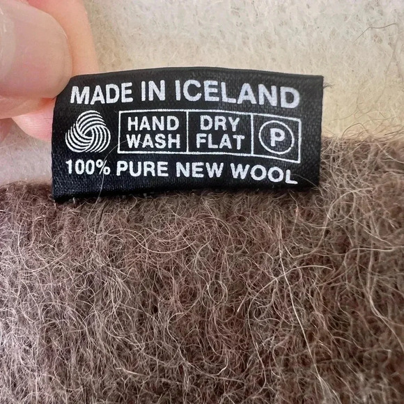 BRUSHED SAMBAND OF ICELAND WOOL SCARF - BEIGE / BROWN - Picture 3 of 4